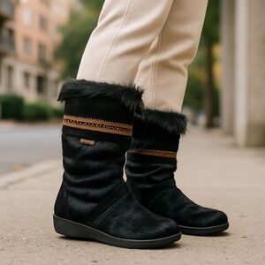 Tecnica Apres Winter Ski Boots Black Pony Hair & Goat Fur Shearling Lining